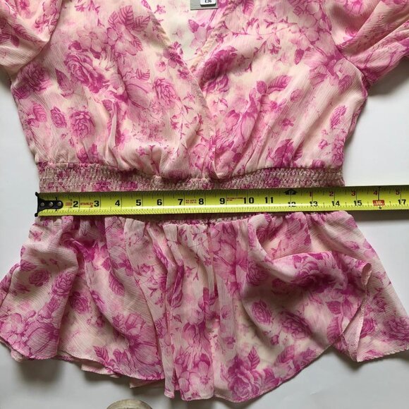 NWT, River Island, Size 6, Pink & White Floral, Semi-Sheer, Boho, Blouse - Picture 9 of 10